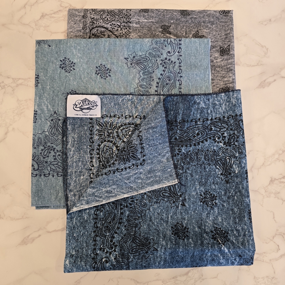 Vintage 1991 Like New RJ Reynolds Dakota Bandanas / Handkerchiefs - Set of 3